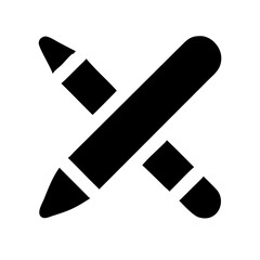 pencil paintbrush glyph  flat vector icon