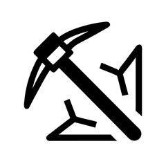 pickaxe glyph flat vector icon