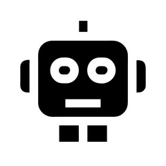 robot glyph flat vector icon