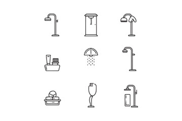 Line art of minimalist shower icon