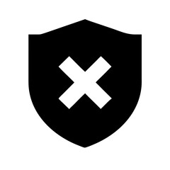 shield cross glyph flat vector icon