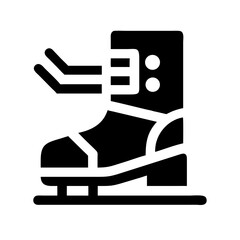 ski boot ski glyph flat vector icon