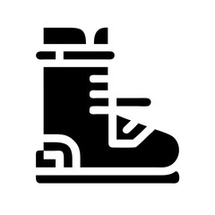 ski boot ski glyph  flat vector icon
