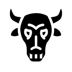 skull cow glyph flat vector icon