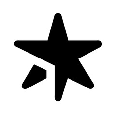 star sharp half glyph flat vector icon