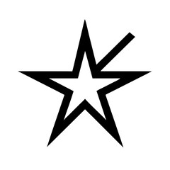 star sharp half stroke glyph flat vector icon