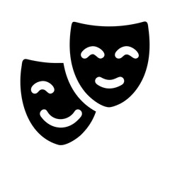 theater masks glyph flat vector icon
