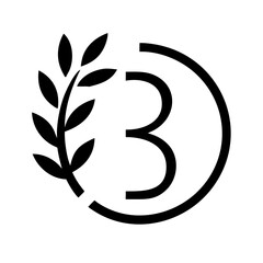 third laurel glyph flat vector icon