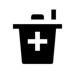 trash plus glyph flat vector icon