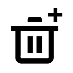 trash plus glyph flat vector icon