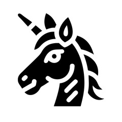 unicorn glyph flat vector icon