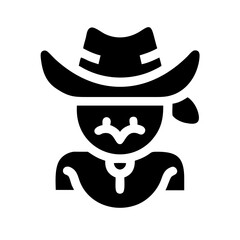 user cowboy glyph flat vector icon