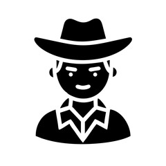 user cowboy glyph  flat vector icon