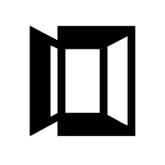 window frame open glyph flat vector icon