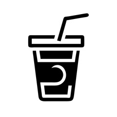 cup straw glyph flat vector icon