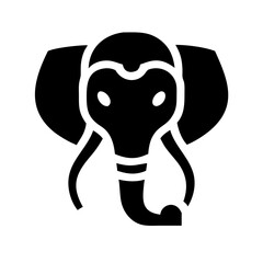 elephant glyph flat vector icon