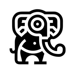 elephant glyph flat vector icon