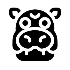 hippo glyph flat vector icon
