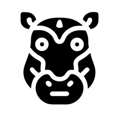 hippo glyph flat vector icon