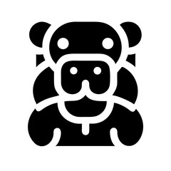 hippo glyph flat vector icon