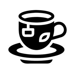 mug tea saucer glyph flat vector icon