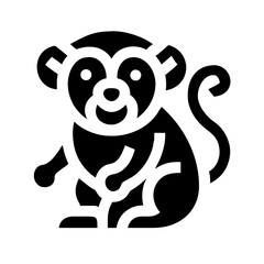 monkey glyph flat vector icon