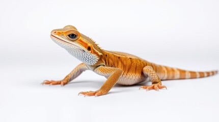 Naklejka premium Orange Bearded Dragon with Detailed Scale Pattern