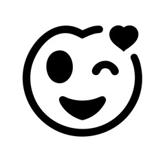 flirty emoji glyph icon flat vector icon