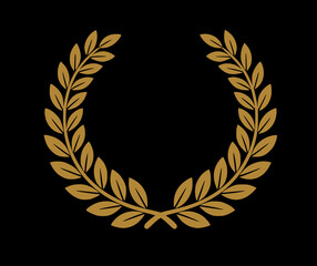 Golden laurel wreath on a black background symbolizing victory, prestige, and excellence