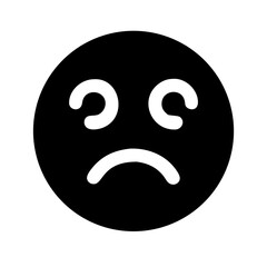 sad emoji glyph icon ( ) flat vector icon