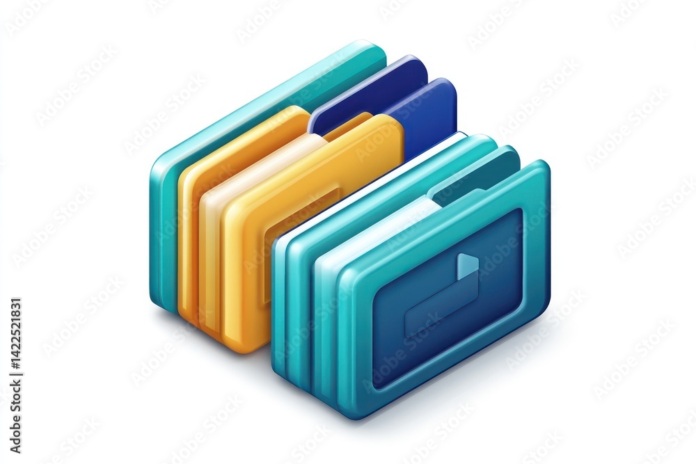 Poster stacked folders icon colorful digital organization symbol for technology storage and data ma