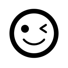wink emoji glyph icon ( ) flat vector icon