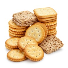 Crackers or biscuits isolated on a white