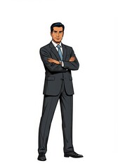 Stylized illustration of a Businessman posing over isolated on a white