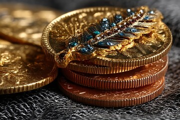 Gold Coins, Jewelry Detail, Close-up