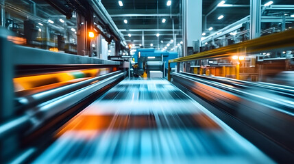 High-speed printing press in an industrial setting