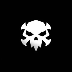 Stylized Skull Emblem: A Monochrome Graphic Design Element, Bold and Angular, Representing Mortality, Power, or Rebellion, Ideal for Branding, Merchandise, or Digital Art Projects