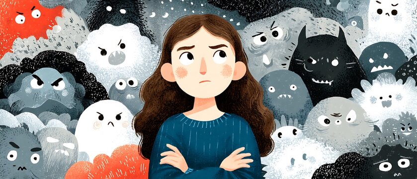 Girl Facing Inner Demons