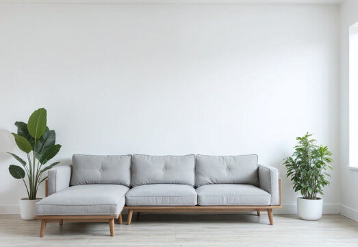 Grey Sectional Sofa in Empty Room