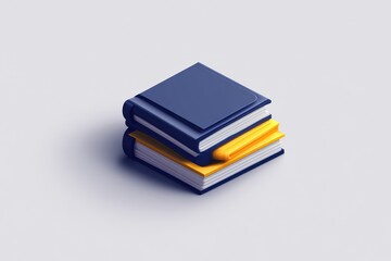 Stacked Books with Blue and Yellow Covers Ideal for Education Knowledge and Learning Themes