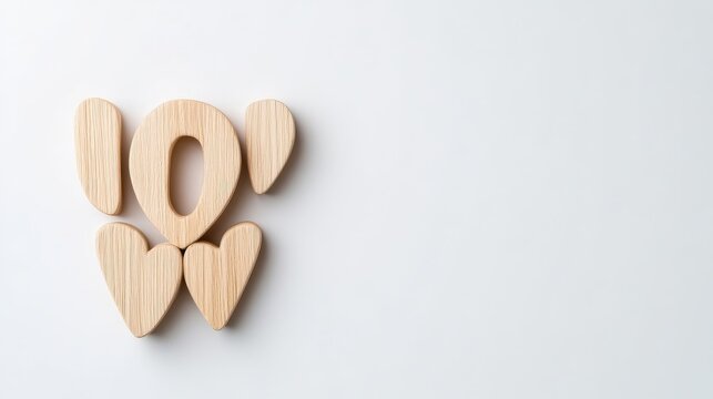 Wooden Number Ten with Hearts
