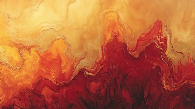 Abstract molten lava flow painting in warm tones.