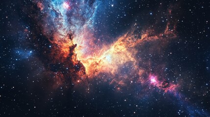 Fototapeta premium Cosmic nebulae display vibrant colors and star formations.
