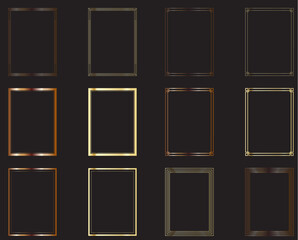 Gold and Bronze Rectangle Frames and Borders for Wedding Invitations, Posters, Greeting Cards, Christmas Cards, Web Design, Brochures, Advertising, Product Labels, Art Deco Borders Vector Frame Set
