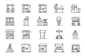 Street Food Icon Minimalist 2D Line Art