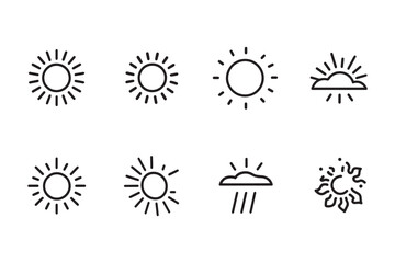 Minimalist Summer Sun Icon Line Design