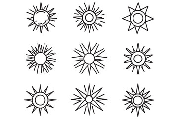 Minimalist Sun Icon Line Art Collection