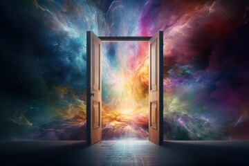 Vibrant Doorway to Fantasy Landscape