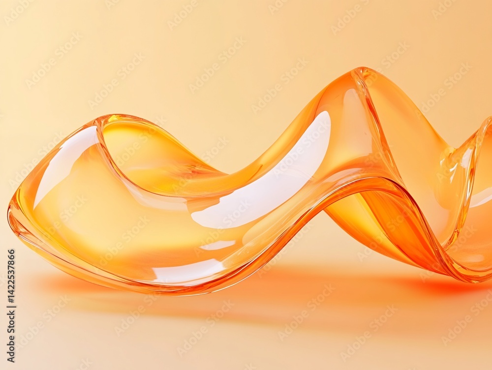 Poster abstract amber form: translucent wave