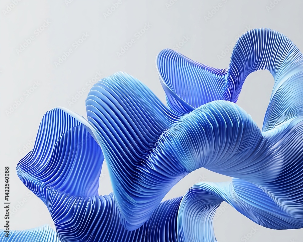 Poster digital rendering of a blue pleated form